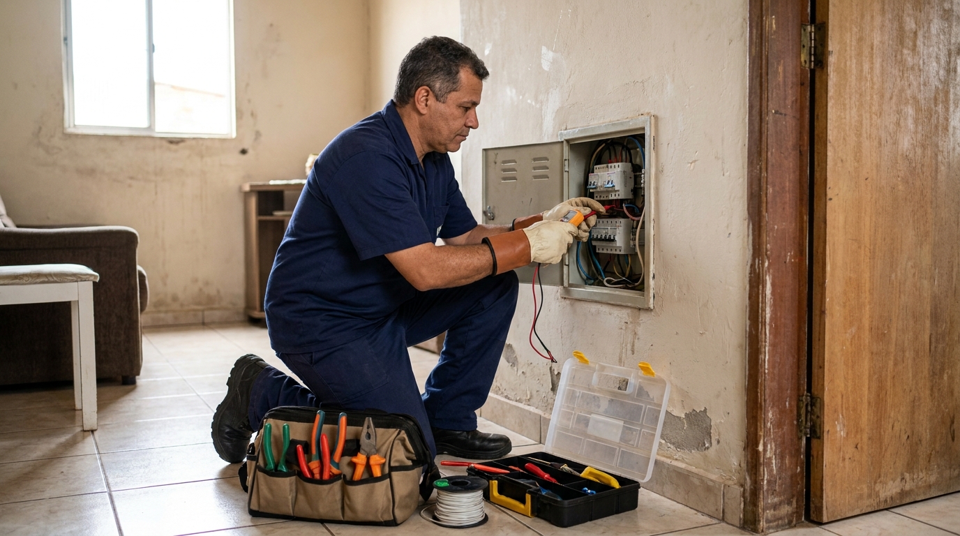 Eletricista com ferramentas em Passo Fundo‑RS