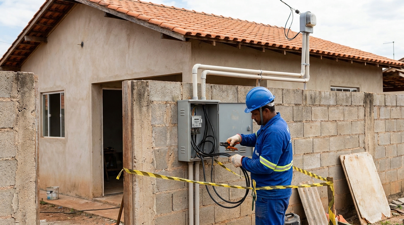 Eletricista instalando padrao de energia em Passo Fundo‑RS