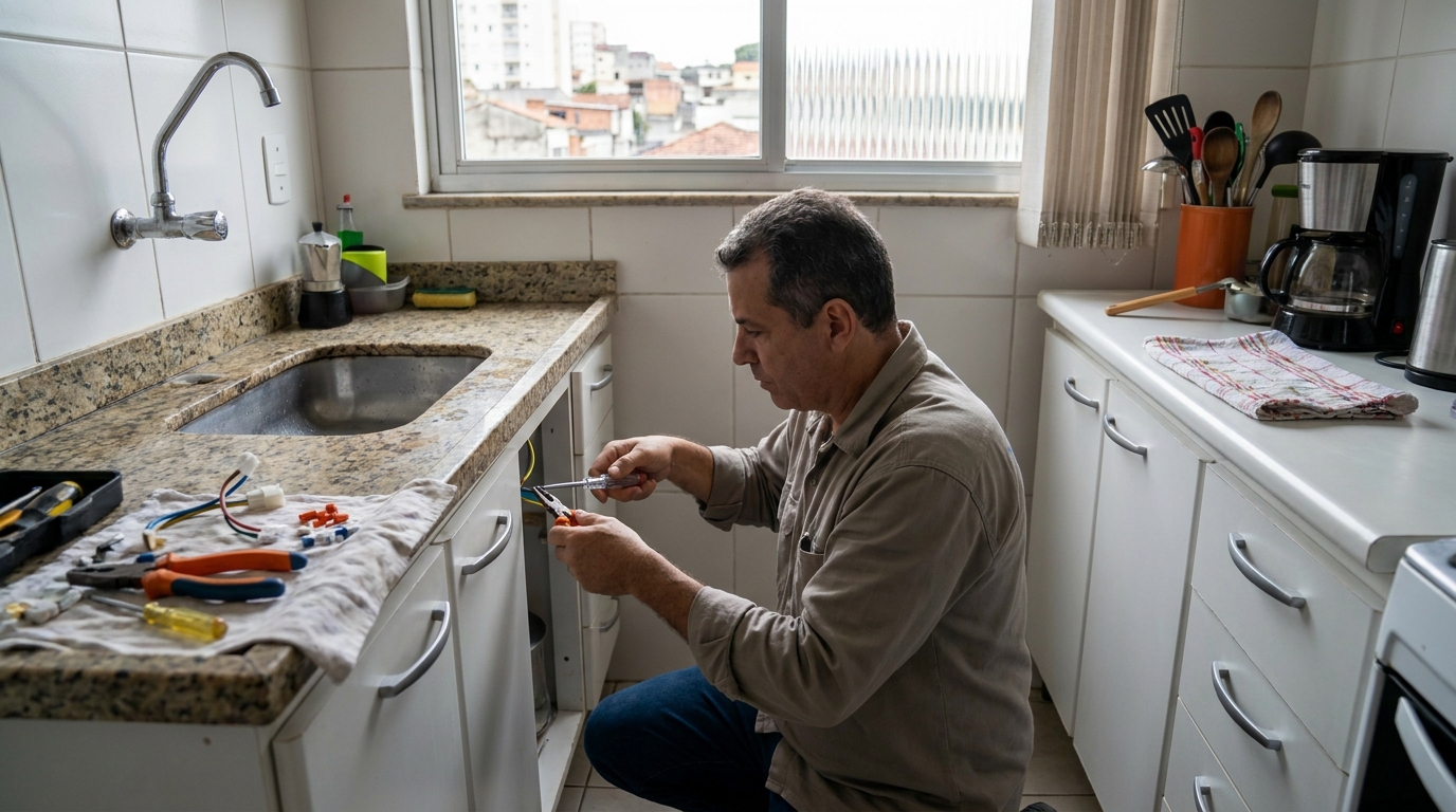 Eletricista instalando torneira eletrica em Passo Fundo‑RS