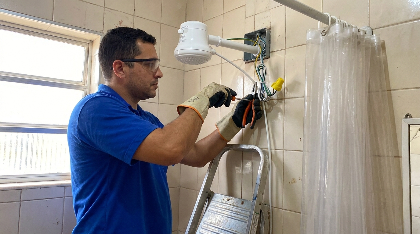 Instalacao de chuveiro eletrico residencial em Passo Fundo‑RS