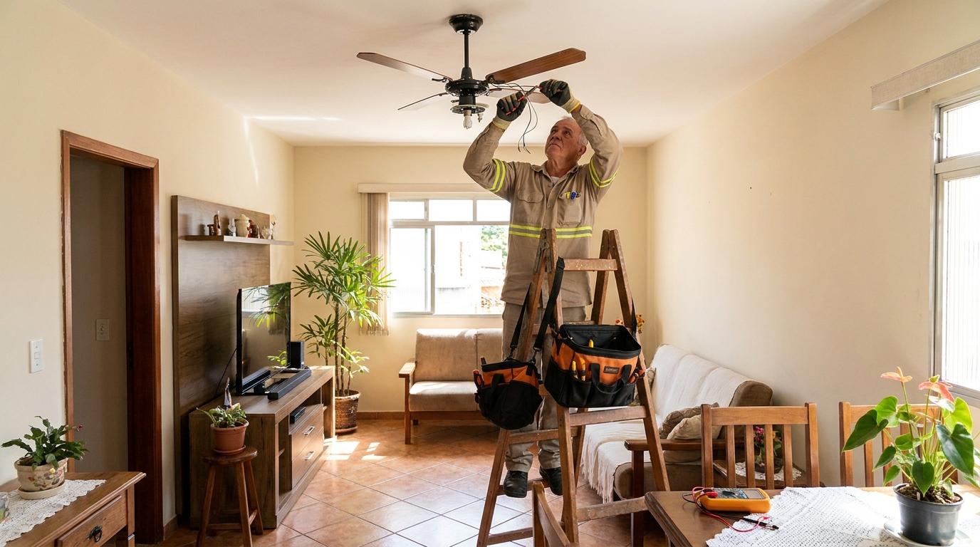 Montagem de ventilador de teto em Passo Fundo‑RS